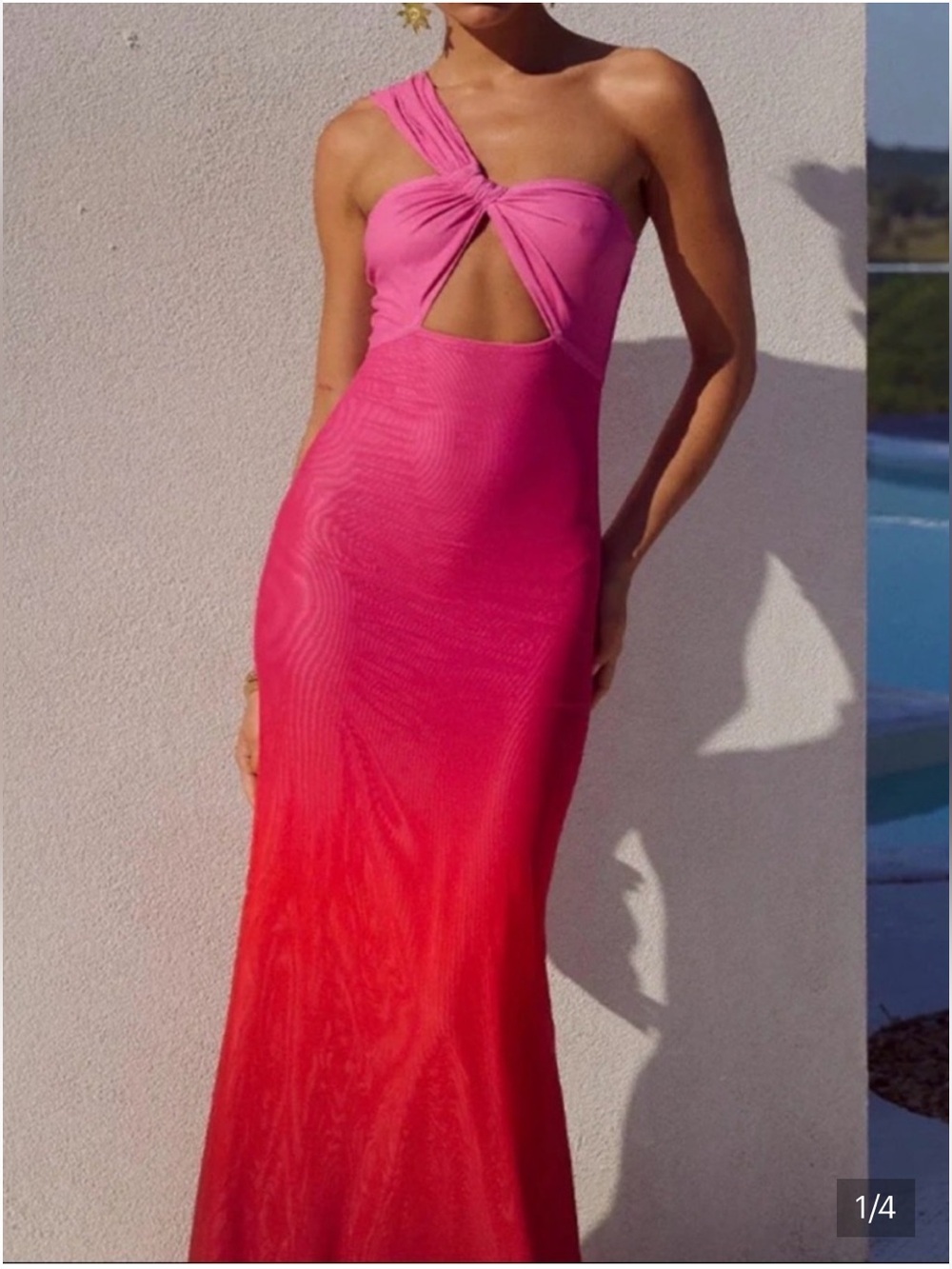 Runaway The Label One-Shoulder Pink Ombre Evening Dress